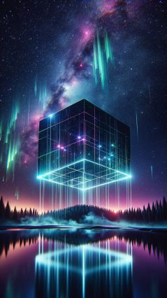 Млечный путь в небе и таинственный куб